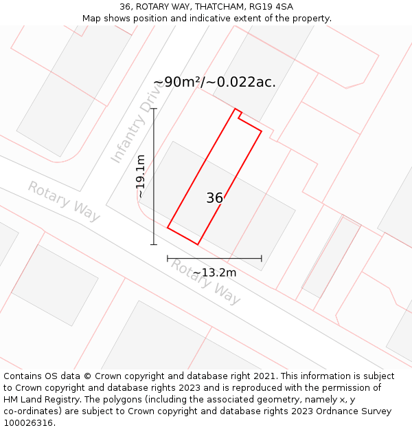 36, ROTARY WAY, THATCHAM, RG19 4SA: Plot and title map