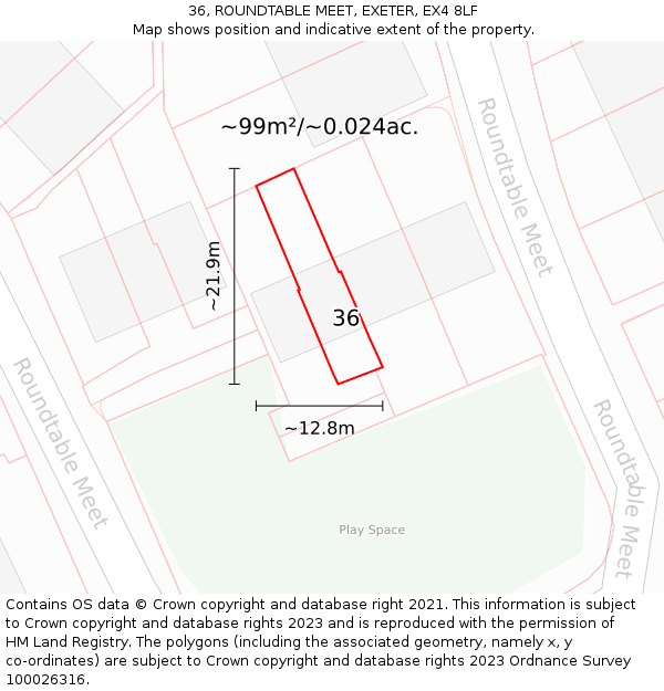 36, ROUNDTABLE MEET, EXETER, EX4 8LF: Plot and title map