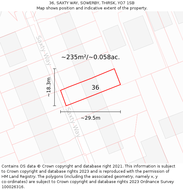 36, SAXTY WAY, SOWERBY, THIRSK, YO7 1SB: Plot and title map