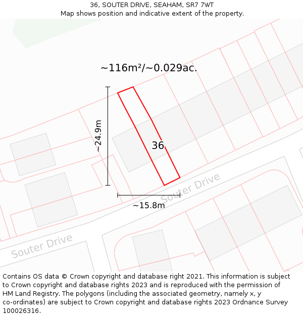 36, SOUTER DRIVE, SEAHAM, SR7 7WT: Plot and title map