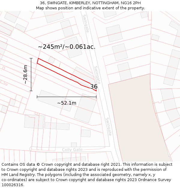 36, SWINGATE, KIMBERLEY, NOTTINGHAM, NG16 2PH: Plot and title map