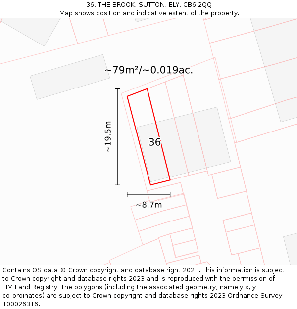 36, THE BROOK, SUTTON, ELY, CB6 2QQ: Plot and title map