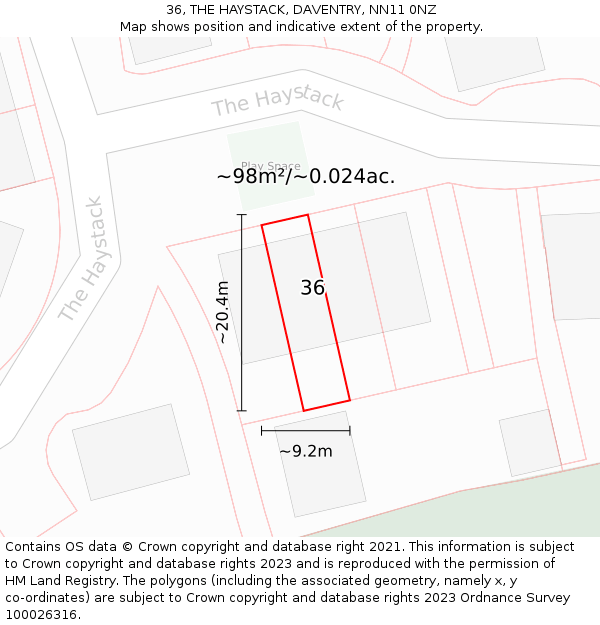 36, THE HAYSTACK, DAVENTRY, NN11 0NZ: Plot and title map