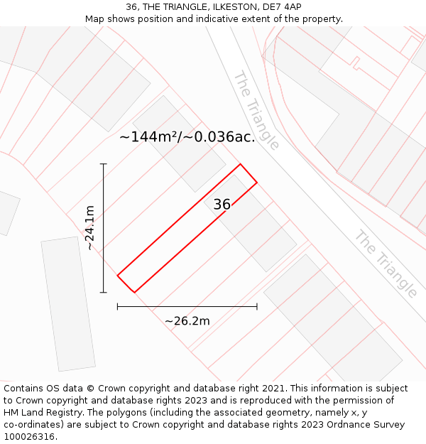 36, THE TRIANGLE, ILKESTON, DE7 4AP: Plot and title map