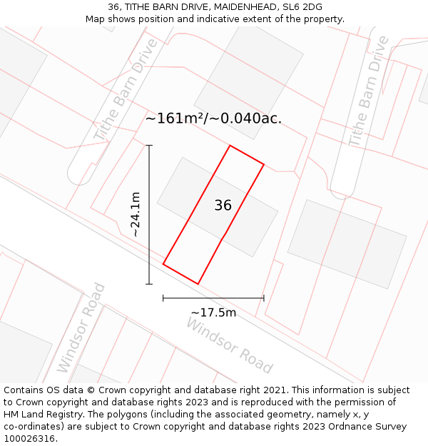 36, TITHE BARN DRIVE, MAIDENHEAD, SL6 2DG: Plot and title map