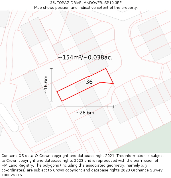 36, TOPAZ DRIVE, ANDOVER, SP10 3EE: Plot and title map