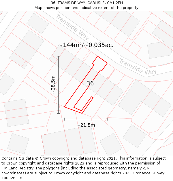 36, TRAMSIDE WAY, CARLISLE, CA1 2FH: Plot and title map