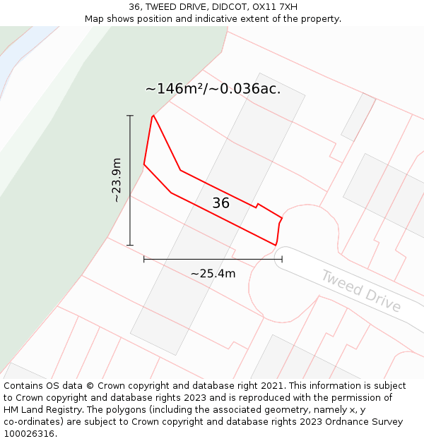 36, TWEED DRIVE, DIDCOT, OX11 7XH: Plot and title map