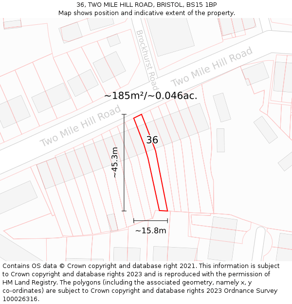 36, TWO MILE HILL ROAD, BRISTOL, BS15 1BP: Plot and title map