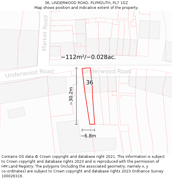 36, UNDERWOOD ROAD, PLYMOUTH, PL7 1SZ: Plot and title map