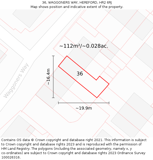 36, WAGGONERS WAY, HEREFORD, HR2 6RJ: Plot and title map