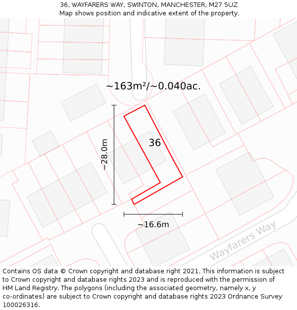 36, WAYFARERS WAY, SWINTON, MANCHESTER, M27 5UZ: Plot and title map