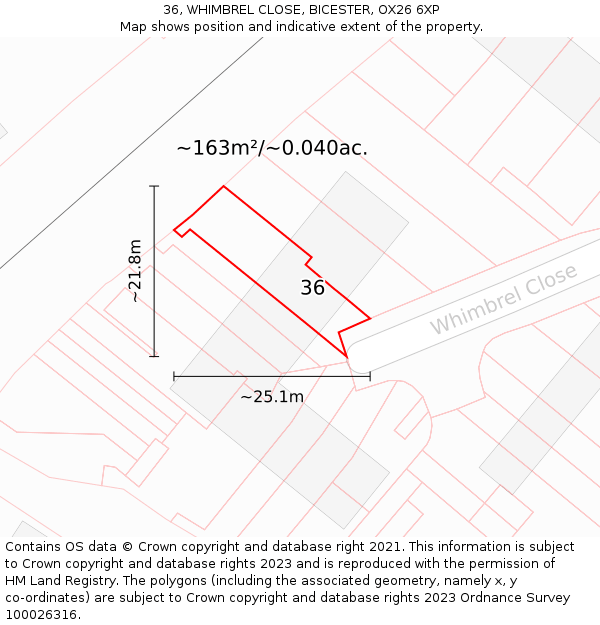 36, WHIMBREL CLOSE, BICESTER, OX26 6XP: Plot and title map