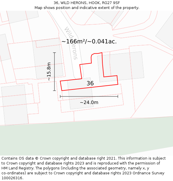 36, WILD HERONS, HOOK, RG27 9SF: Plot and title map