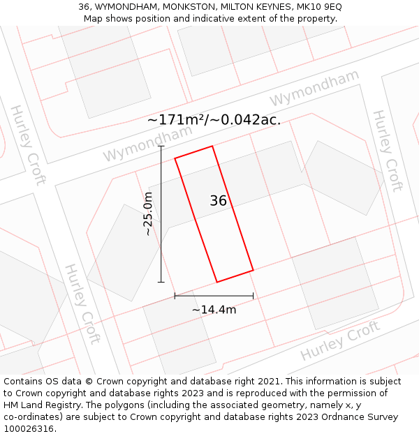 36, WYMONDHAM, MONKSTON, MILTON KEYNES, MK10 9EQ: Plot and title map