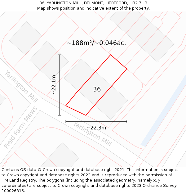 36, YARLINGTON MILL, BELMONT, HEREFORD, HR2 7UB: Plot and title map