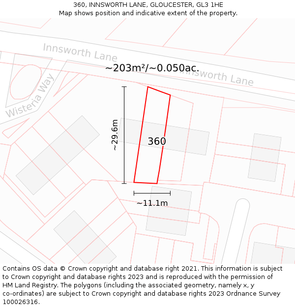 360, INNSWORTH LANE, GLOUCESTER, GL3 1HE: Plot and title map