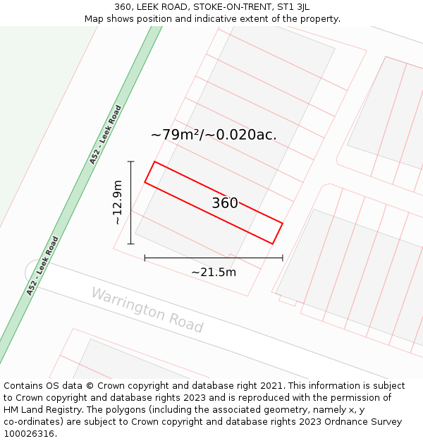 360, LEEK ROAD, STOKE-ON-TRENT, ST1 3JL: Plot and title map