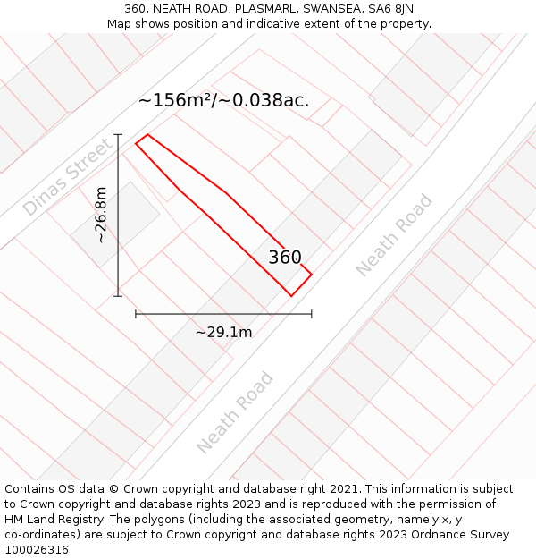 360, NEATH ROAD, PLASMARL, SWANSEA, SA6 8JN: Plot and title map