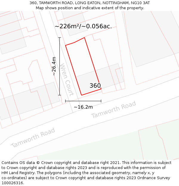 360, TAMWORTH ROAD, LONG EATON, NOTTINGHAM, NG10 3AT: Plot and title map