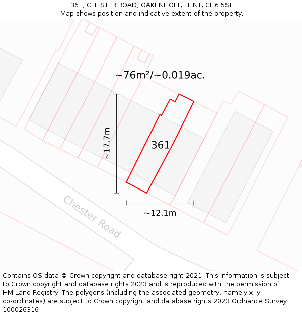 361, CHESTER ROAD, OAKENHOLT, FLINT, CH6 5SF: Plot and title map