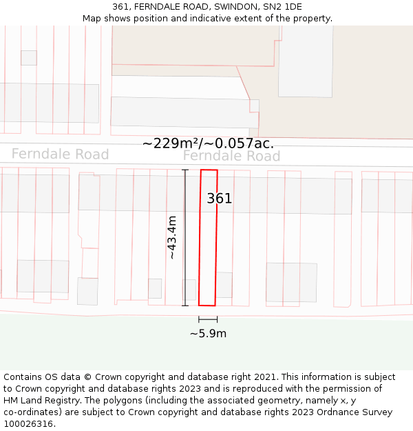 361, FERNDALE ROAD, SWINDON, SN2 1DE: Plot and title map