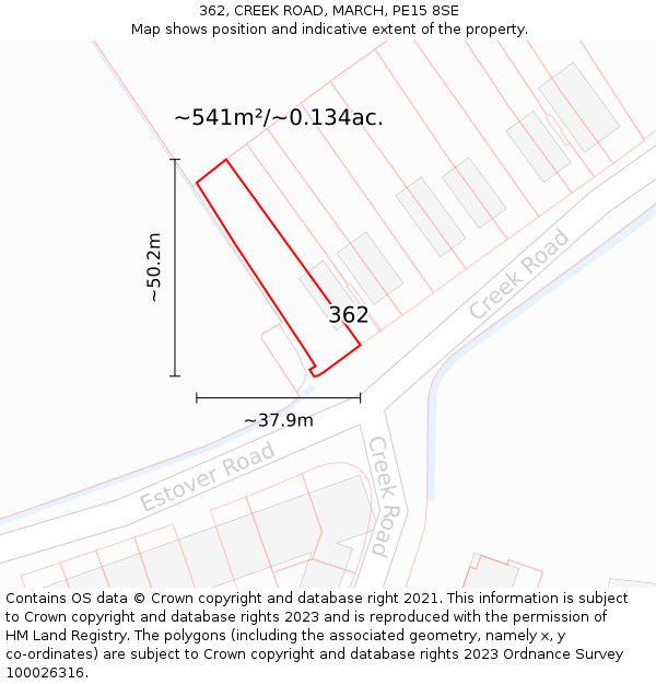 362, CREEK ROAD, MARCH, PE15 8SE: Plot and title map