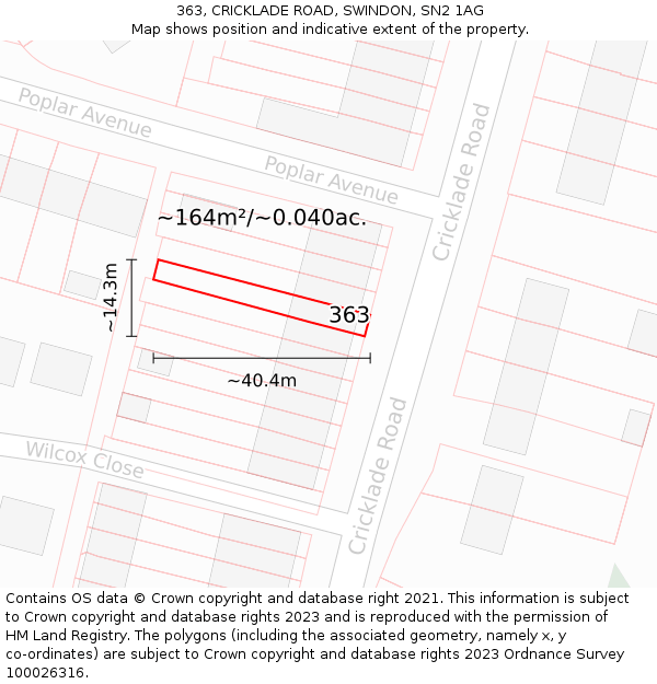363, CRICKLADE ROAD, SWINDON, SN2 1AG: Plot and title map