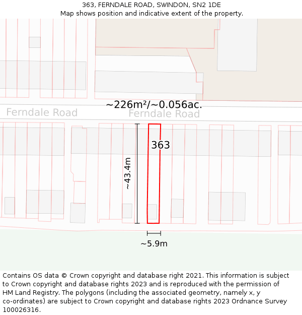 363, FERNDALE ROAD, SWINDON, SN2 1DE: Plot and title map
