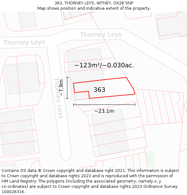 363, THORNEY LEYS, WITNEY, OX28 5NP: Plot and title map