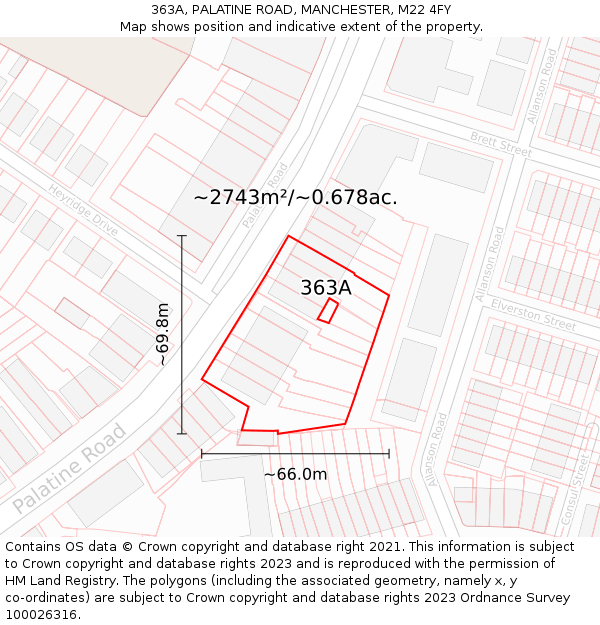 363A, PALATINE ROAD, MANCHESTER, M22 4FY: Plot and title map