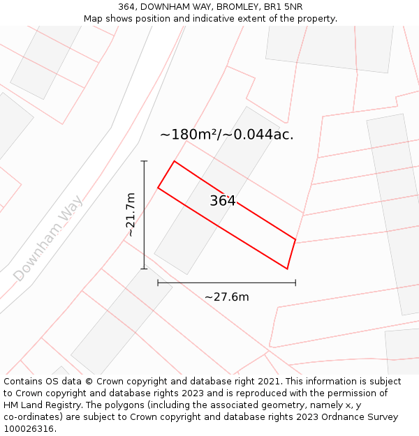 364, DOWNHAM WAY, BROMLEY, BR1 5NR: Plot and title map