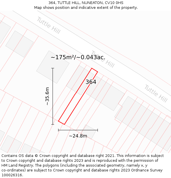 364, TUTTLE HILL, NUNEATON, CV10 0HS: Plot and title map