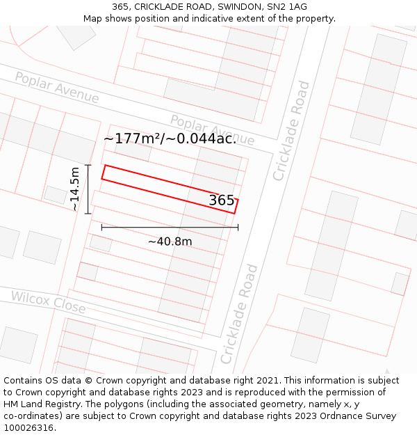 365, CRICKLADE ROAD, SWINDON, SN2 1AG: Plot and title map
