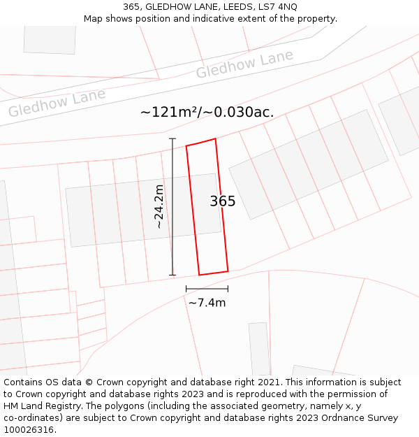 365, GLEDHOW LANE, LEEDS, LS7 4NQ: Plot and title map