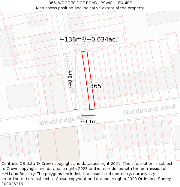 365, WOODBRIDGE ROAD, IPSWICH, IP4 4ES: Plot and title map