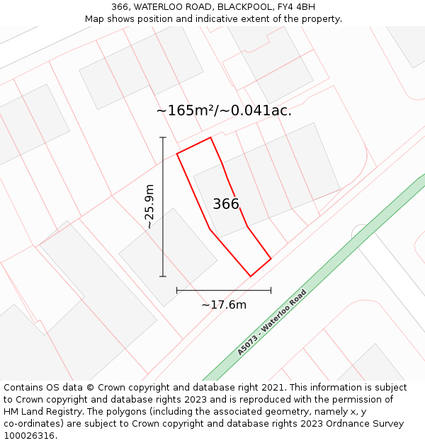 366, WATERLOO ROAD, BLACKPOOL, FY4 4BH: Plot and title map