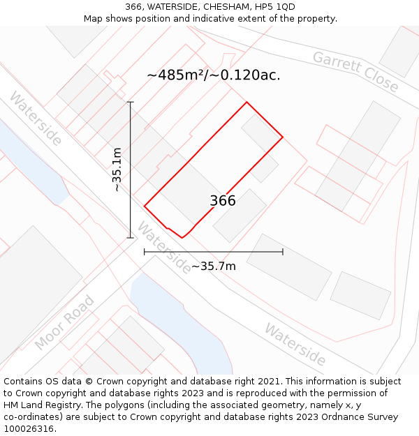 366, WATERSIDE, CHESHAM, HP5 1QD: Plot and title map