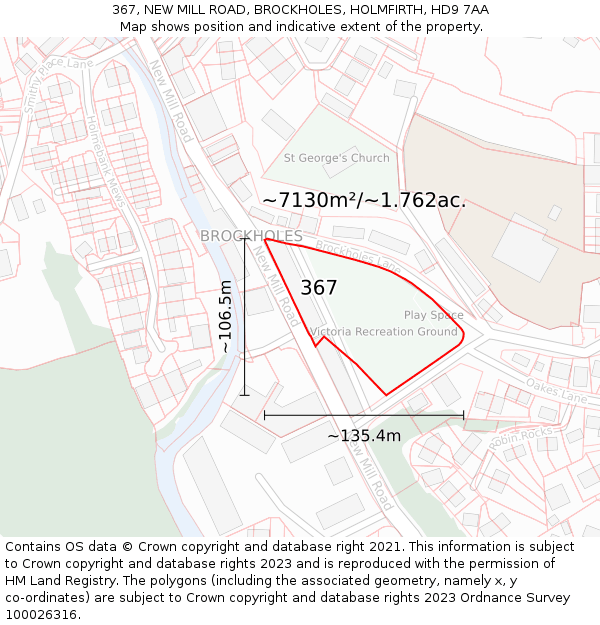 367, NEW MILL ROAD, BROCKHOLES, HOLMFIRTH, HD9 7AA: Plot and title map