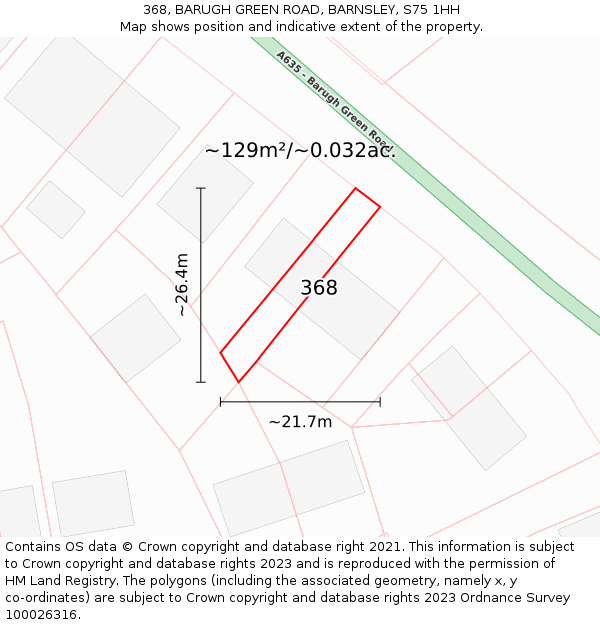 368, BARUGH GREEN ROAD, BARNSLEY, S75 1HH: Plot and title map