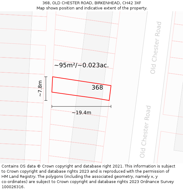 368, OLD CHESTER ROAD, BIRKENHEAD, CH42 3XF: Plot and title map