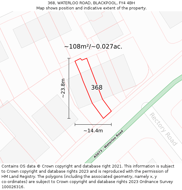 368, WATERLOO ROAD, BLACKPOOL, FY4 4BH: Plot and title map