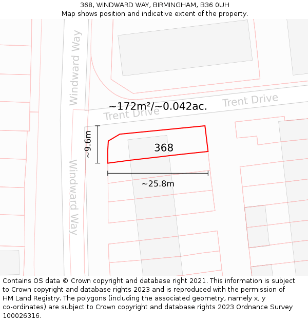 368, WINDWARD WAY, BIRMINGHAM, B36 0UH: Plot and title map