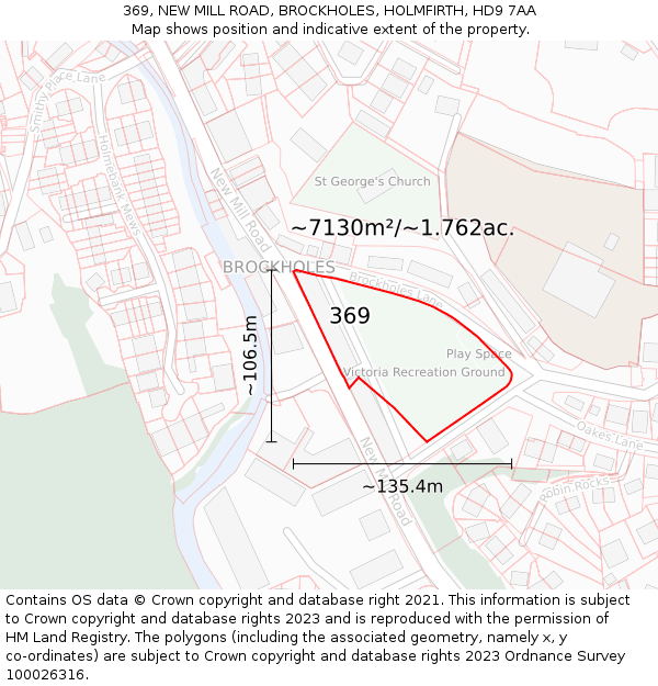 369, NEW MILL ROAD, BROCKHOLES, HOLMFIRTH, HD9 7AA: Plot and title map