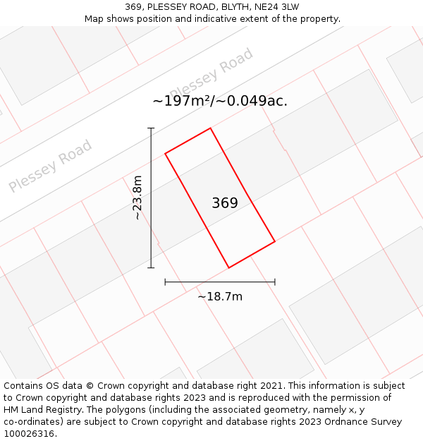 369, PLESSEY ROAD, BLYTH, NE24 3LW: Plot and title map