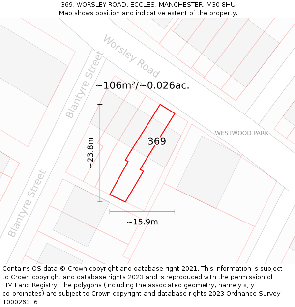 369, WORSLEY ROAD, ECCLES, MANCHESTER, M30 8HU: Plot and title map