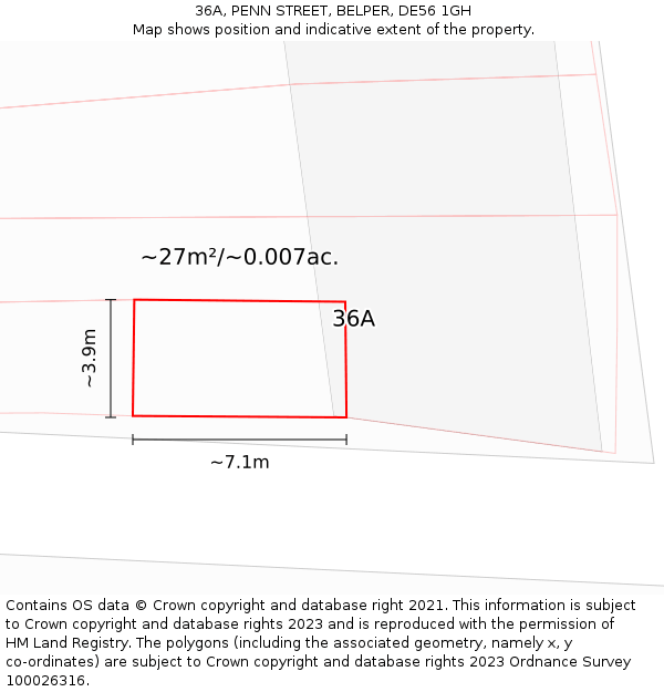 36A, PENN STREET, BELPER, DE56 1GH: Plot and title map