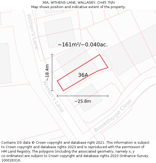 36A, WITHENS LANE, WALLASEY, CH45 7NN: Plot and title map
