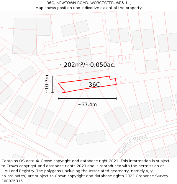 36C, NEWTOWN ROAD, WORCESTER, WR5 1HJ: Plot and title map