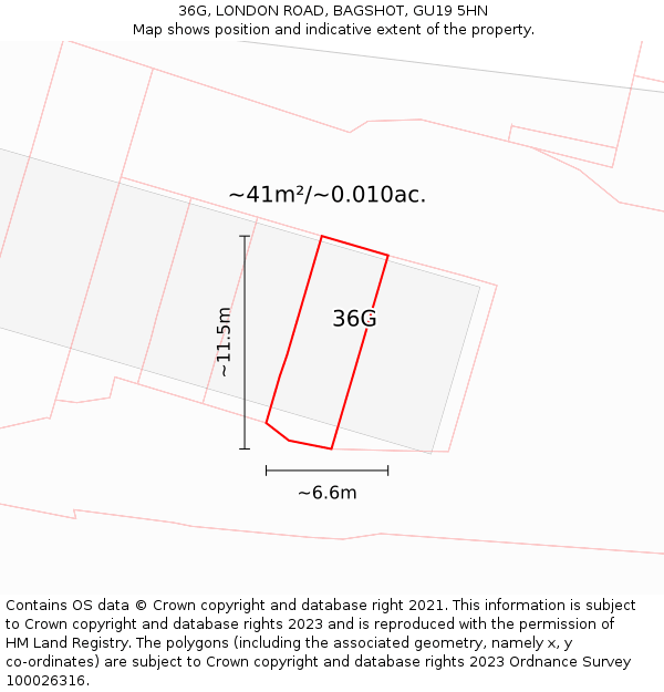 36G, LONDON ROAD, BAGSHOT, GU19 5HN: Plot and title map